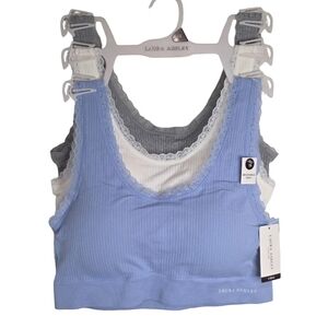 Laura Ashley 3pk Ribbed Bralettes Bras Active Lounge Athletic Comfy Plus Size 1X